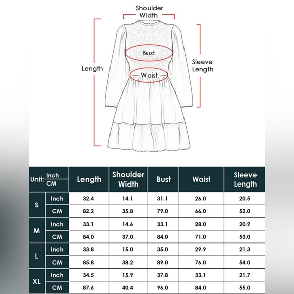 Smocked Waist Ruffle Hem Dress with Puff Sleeves (XL but fits like M) - Picture 2 of 2